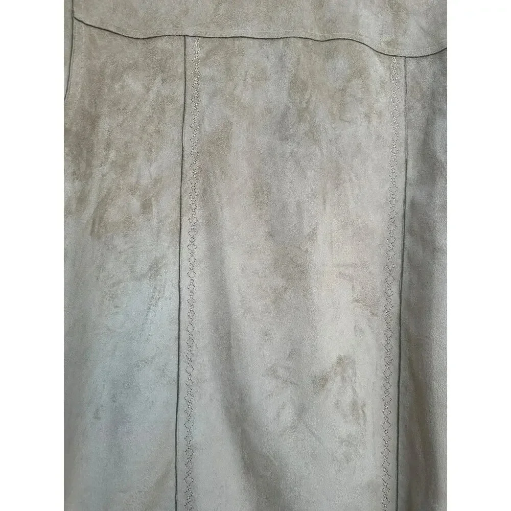 ALFRED DUNNER Beige Suede Polyester Button Up Shacket Fleece Jacket Sz 16